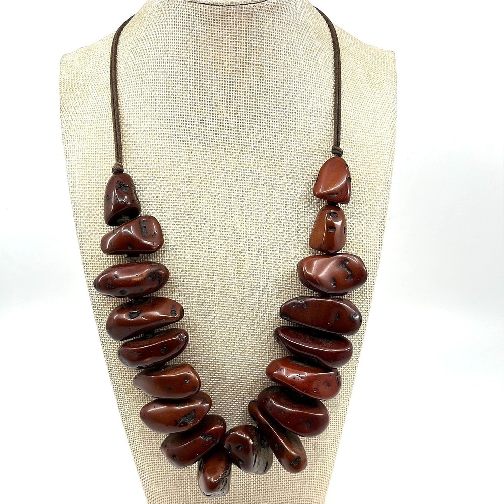 Unbranded Statement Necklace Retro Women 28in Terracotta Excellent Chunky Clay